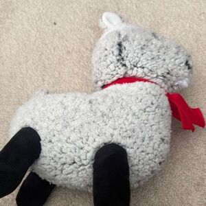Gray Plush Sheep Toy with Red Scarf